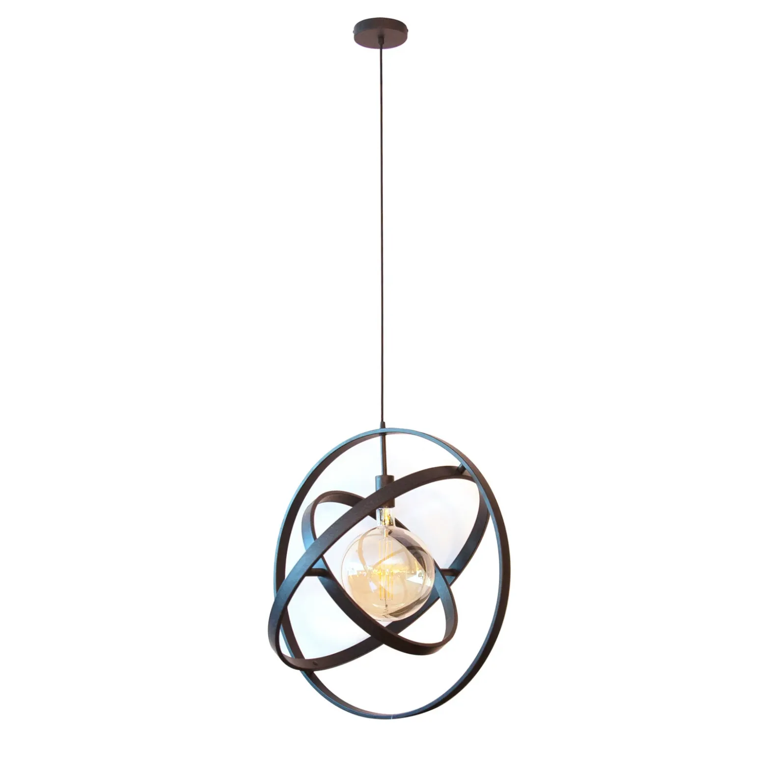 Lámpara colgante Orbit con 3 anillos, 1 luz, negro