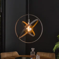 Lámpara colgante Orbit con 3 anillos, 1 luz, negro