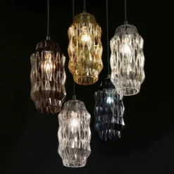 Lámpara colgante Origami de cristal, ámbar