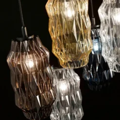 Lámpara colgante Origami de cristal, gris-marrón