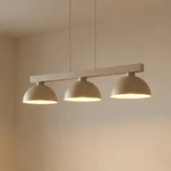 Lámpara colgante Oslo, color arena, 3 luces, 118 cm de largo, E27