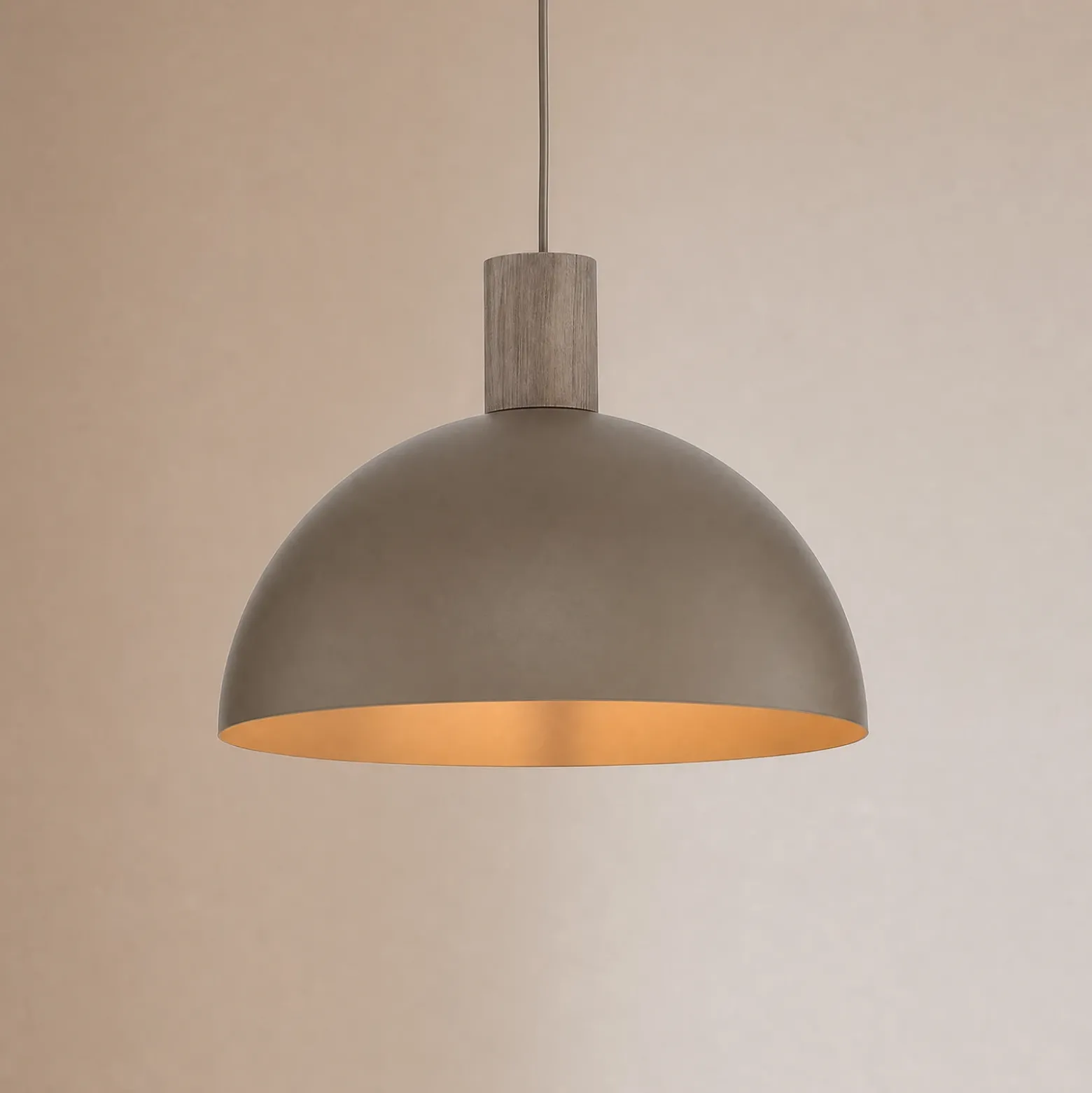 Lámpara colgante Oslo, color arena, metal, Ø 34 cm, E27