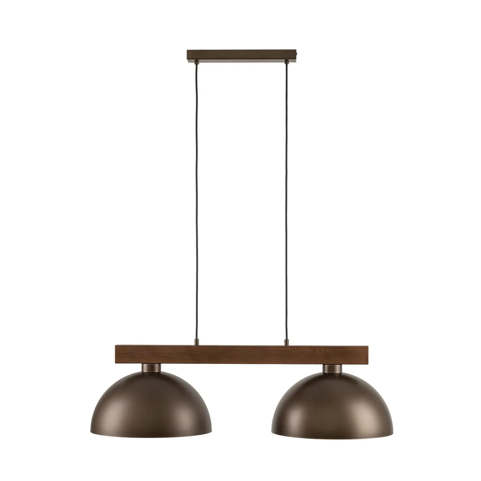 Lámpara colgante Oslo, marrón, de 2 luces, 83 cm de largo, E27