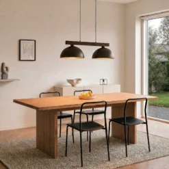 Lámpara colgante Oslo, marrón, de 2 luces, 83 cm de largo, E27