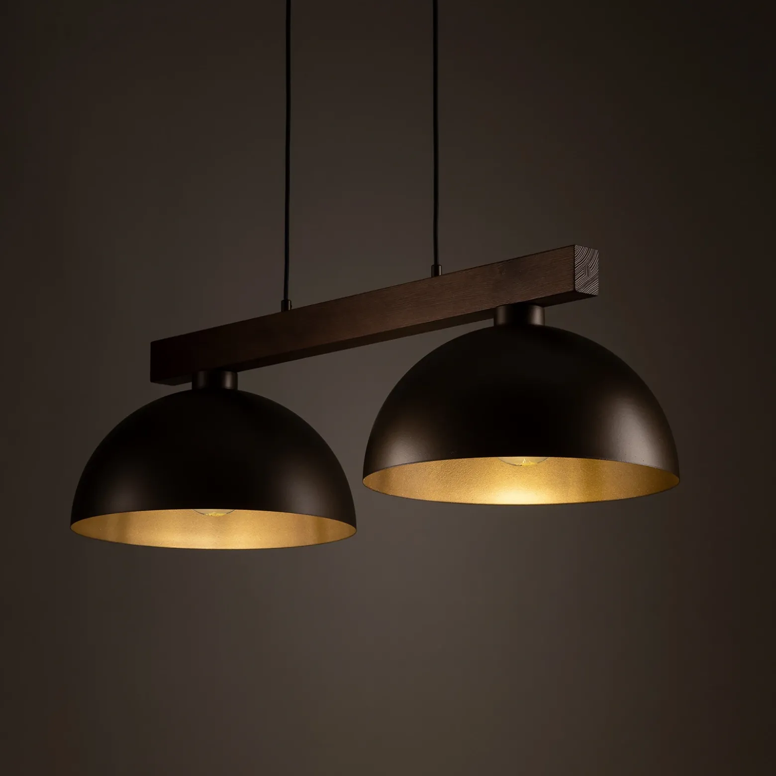 Lámpara colgante Oslo, marrón, de 2 luces, 83 cm de largo, E27