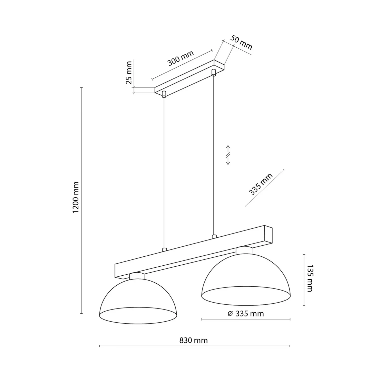 Lámpara colgante Oslo, marrón, de 2 luces, 83 cm de largo, E27