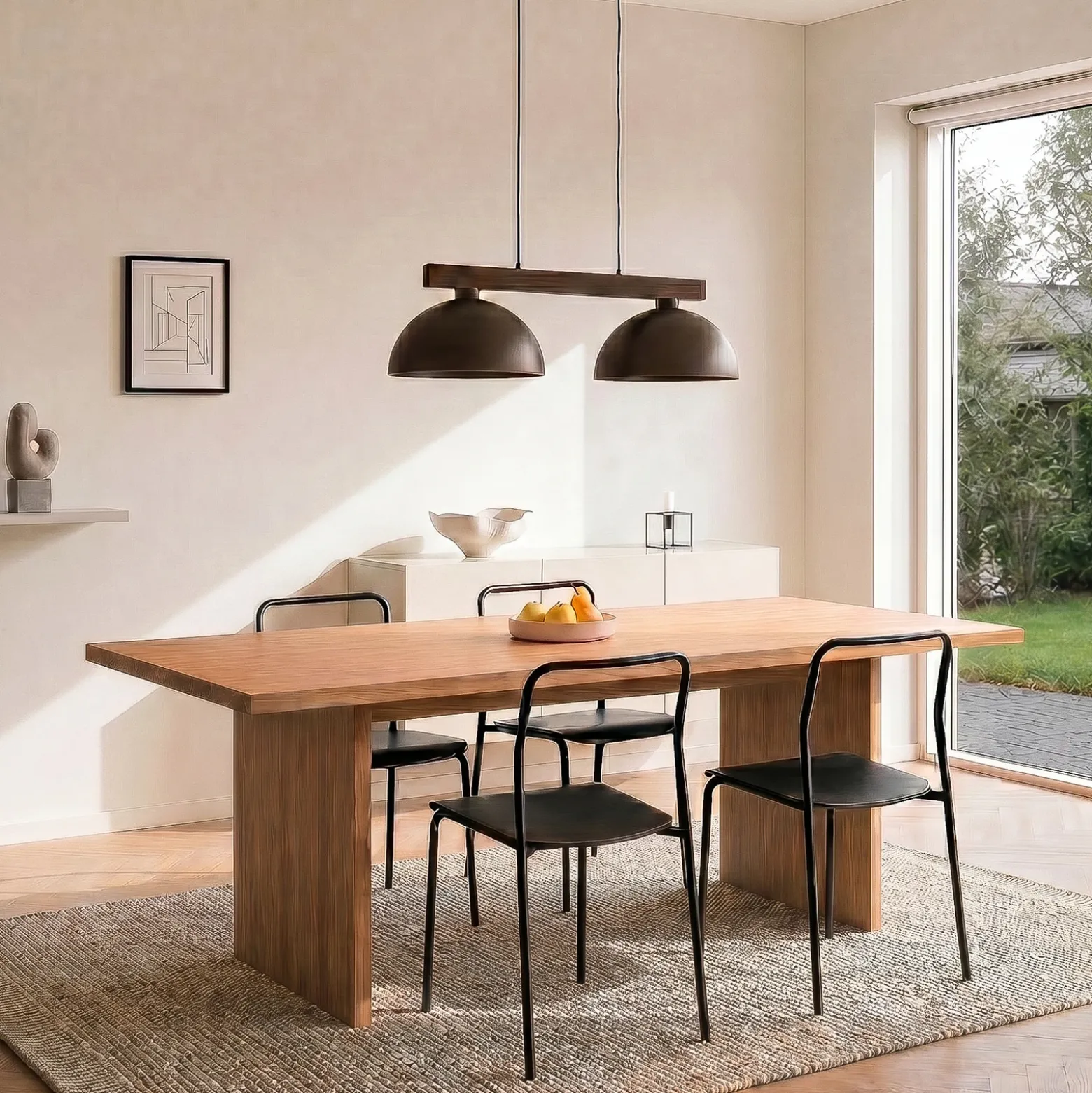 Lámpara colgante Oslo, marrón, de 2 luces, 83 cm de largo, E27