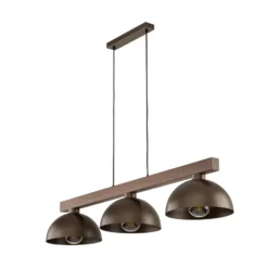 Lámpara colgante Oslo, marrón, 3 luces, 118 cm de largo, E27