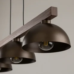 Lámpara colgante Oslo, marrón, 3 luces, 118 cm de largo, E27