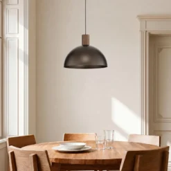 Lámpara colgante Oslo, marrón, metal, Ø 34 cm, E27
