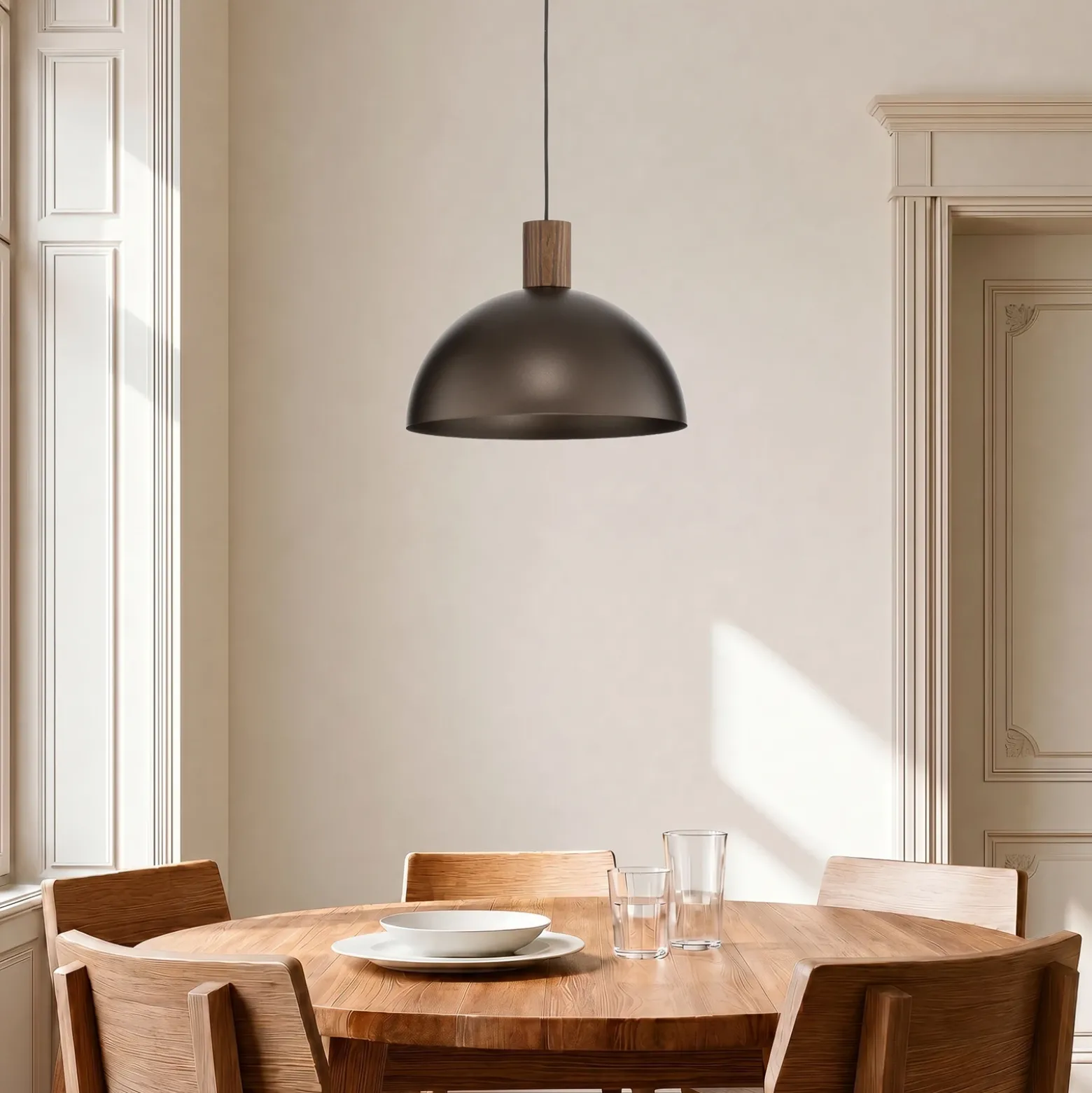 Lámpara colgante Oslo, marrón, metal, Ø 34 cm, E27