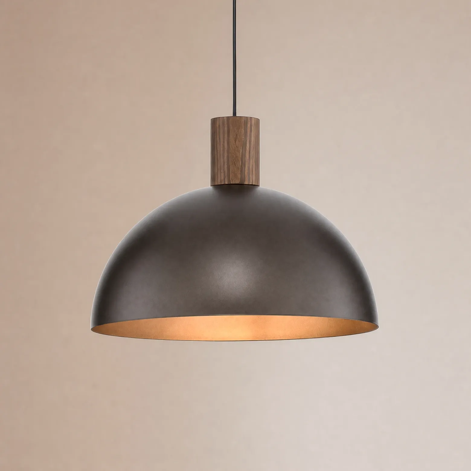 Lámpara colgante Oslo, marrón, metal, Ø 34 cm, E27
