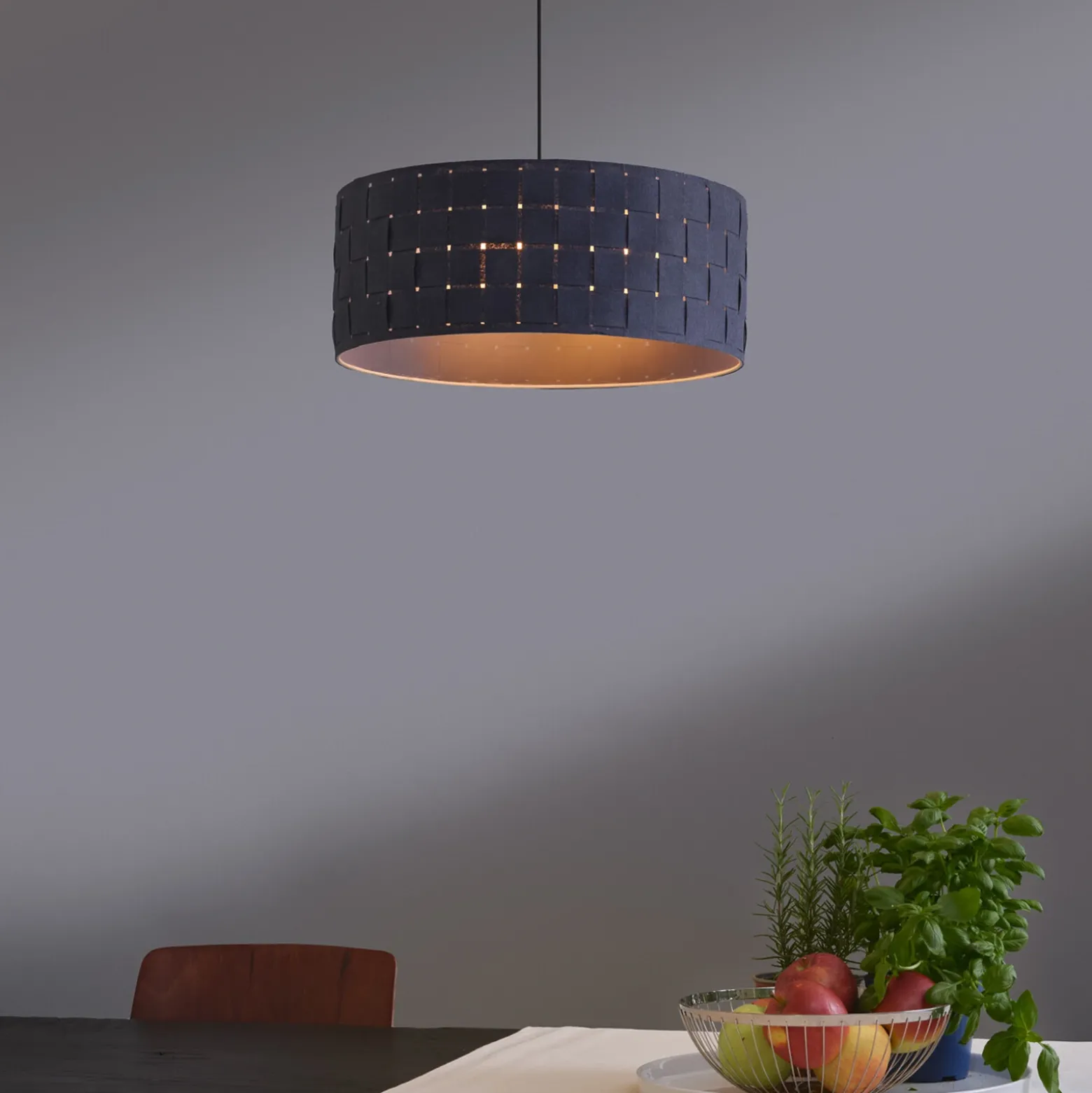 Lámpara colgante OSRAM Decor Felt Weaving, Ø 48 cm, gris, fieltro E27