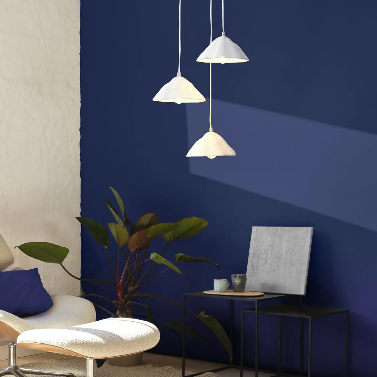 Lámpara colgante OSRAM Decor Lotus Leaf, 3 luces, blanca, de papel, E14