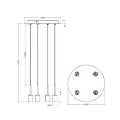 Lámpara colgante OSRAM Decor Needle Plate beige, acero, 4 luces, E27