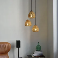 Lámpara colgante OSRAM Decor Paper Drop, 3 luces redondas, beige, E27