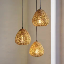 Lámpara colgante OSRAM Decor Paper Drop, 3 luces redondas, beige, E27