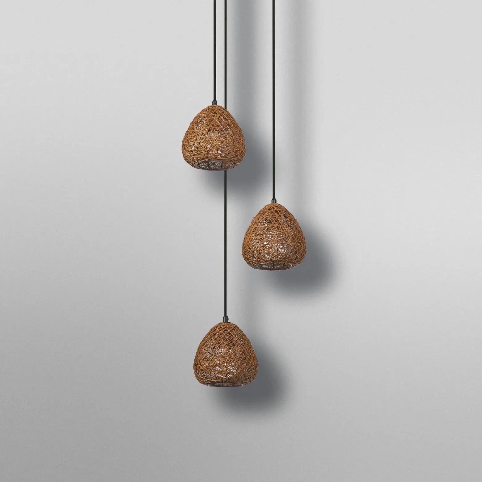 Lámpara colgante OSRAM Decor Paper Drop, 3 luces redondas, beige, E27