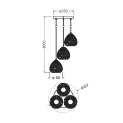 Lámpara colgante OSRAM Decor Paper Drop, 3 luces redondas, beige, E27