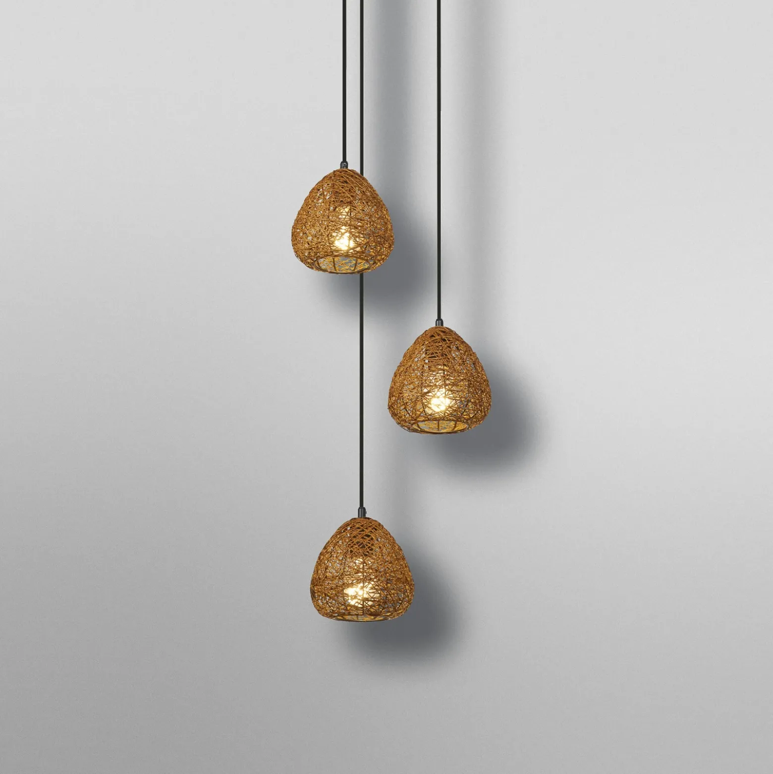 Lámpara colgante OSRAM Decor Paper Drop, 3 luces redondas, beige, E27