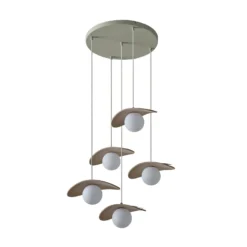 Lámpara colgante OSRAM Decor Pearl, 5 luces, beige, fieltro, G9