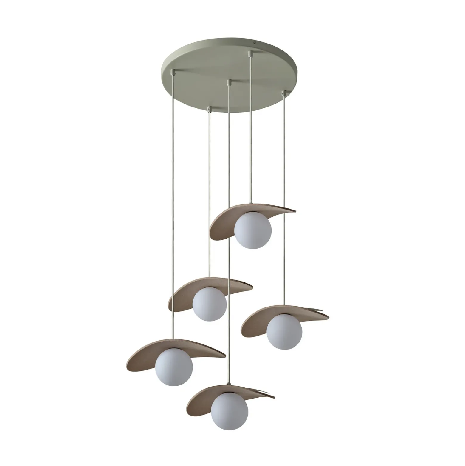 Lámpara colgante OSRAM Decor Pearl, 5 luces, beige, fieltro, G9