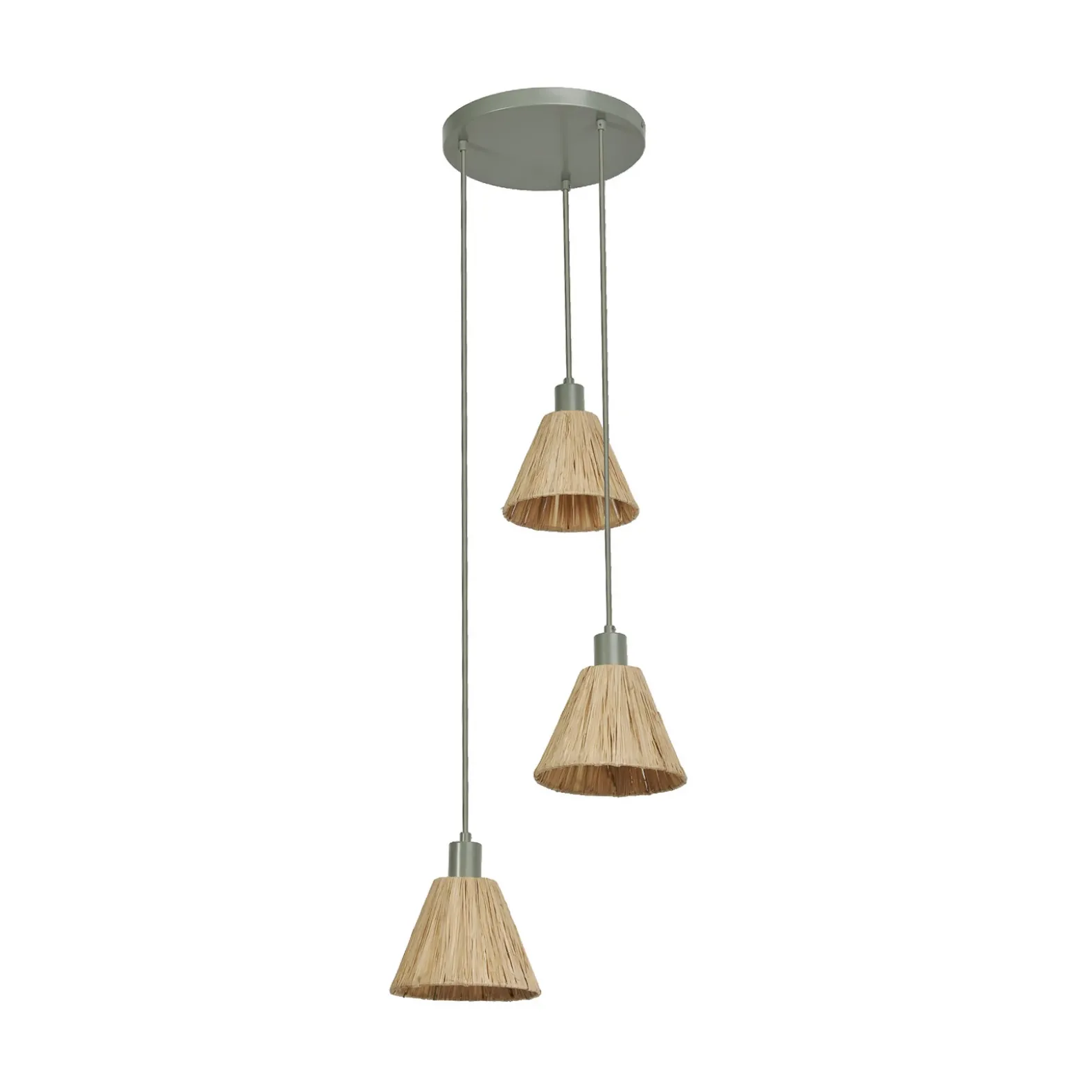 Lámpara colgante OSRAM Decor Raffia, 3 luces redondas, rafia, natural