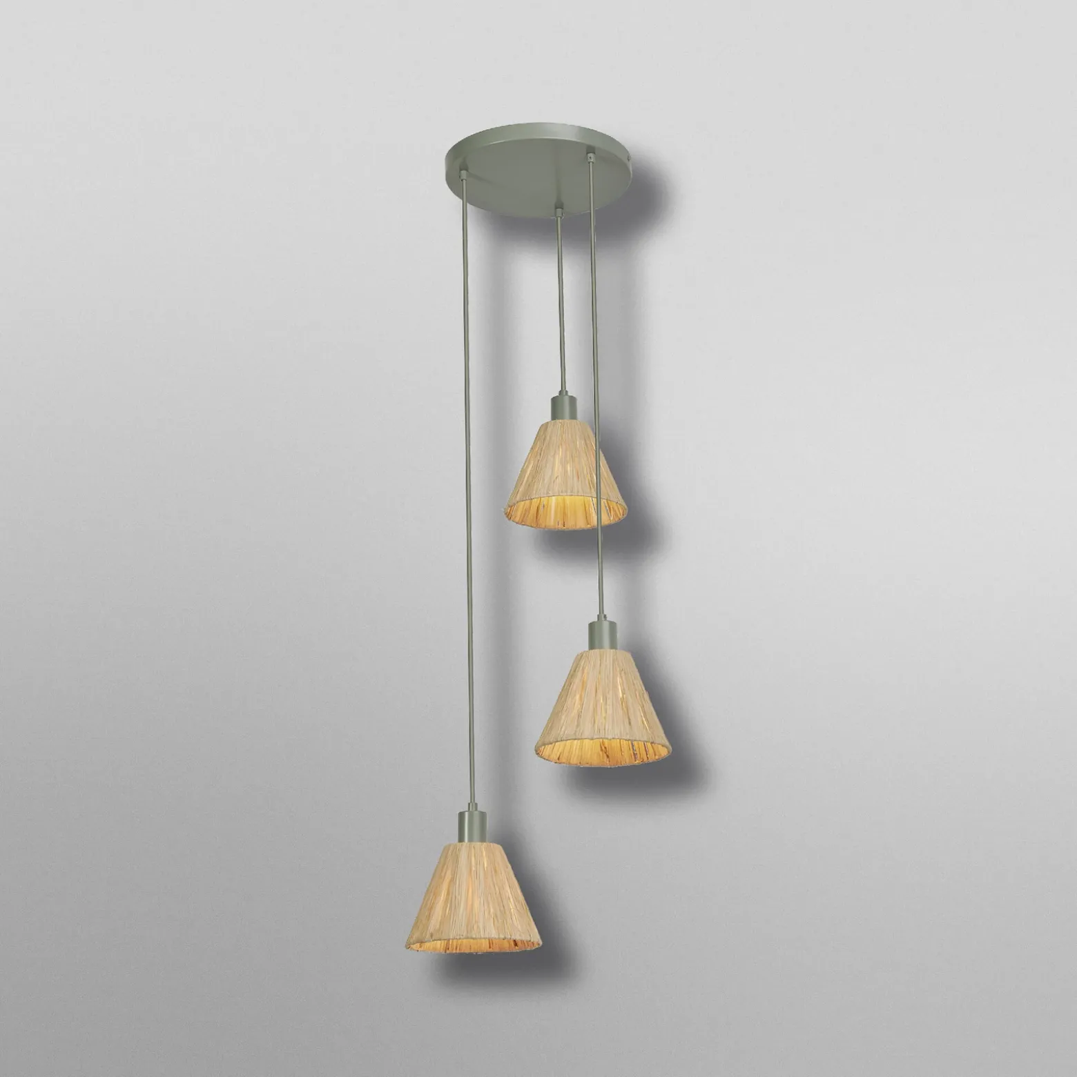 Lámpara colgante OSRAM Decor Raffia, 3 luces redondas, rafia, natural
