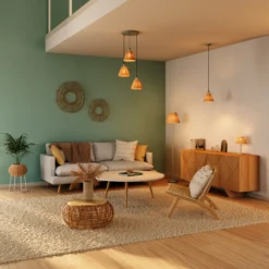 Lámpara colgante OSRAM Decor Raffia, 3 luces redondas, rafia, natural