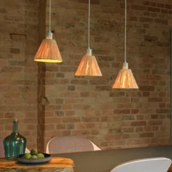Lámpara colgante OSRAM Decor Raffia, 3 luces, rafia, natural