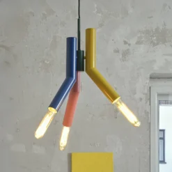 Lámpara colgante OSRAM Decor Straw, 3 luces, acero, multicolor, E27