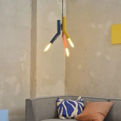 Lámpara colgante OSRAM Decor Straw, 3 luces, acero, multicolor, E27