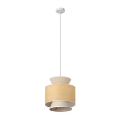 Lámpara colgante OSRAM Decor Wrap Cone, beige, rafia, lino, E27
