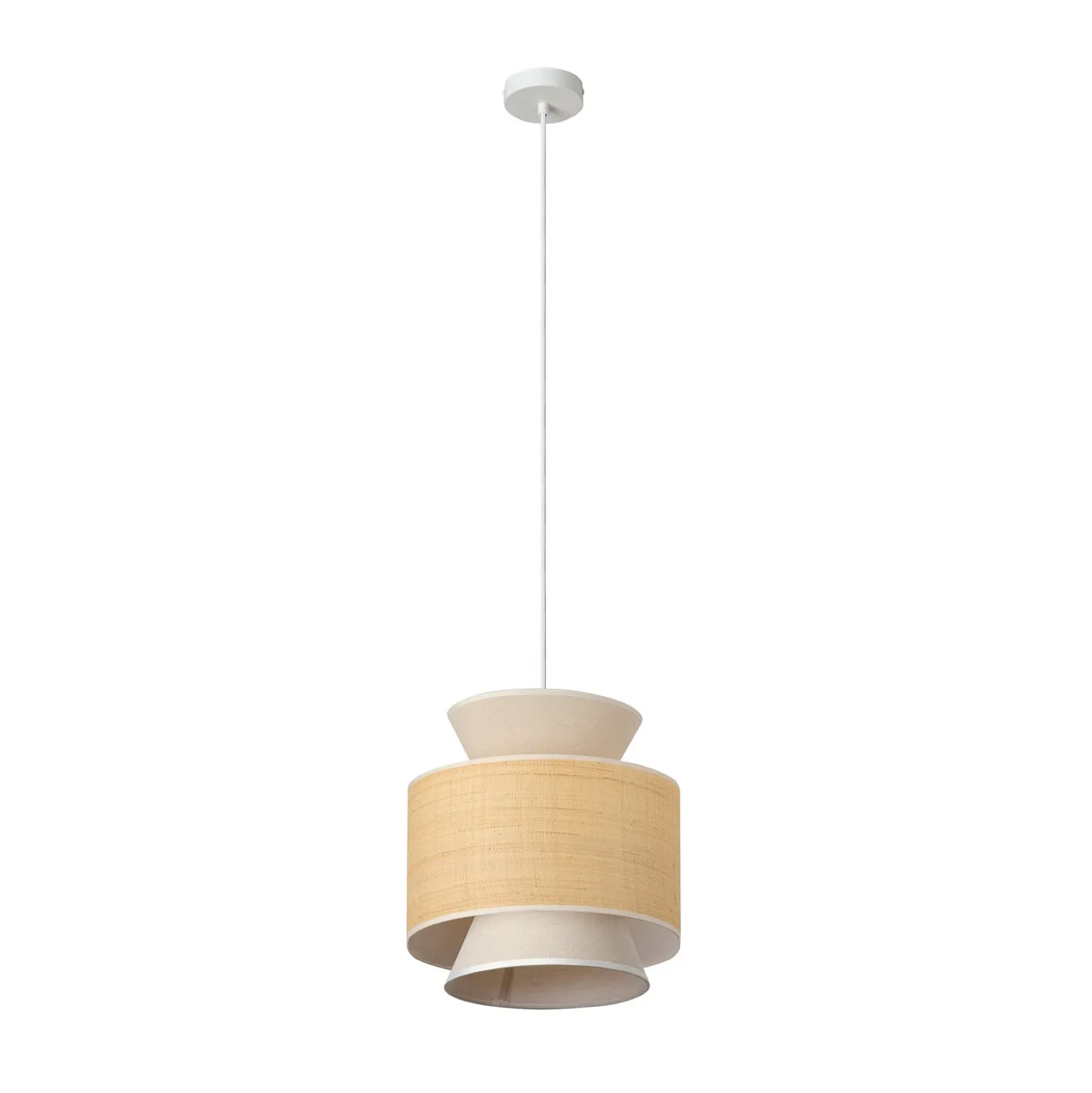 Lámpara colgante OSRAM Decor Wrap Cone, beige, rafia, lino, E27