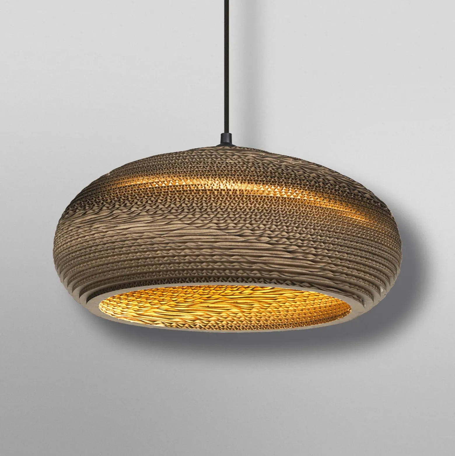 Lámpara colgante OSRAM DROP, marrón, Ø 40 cm, cartón ondulado, E27