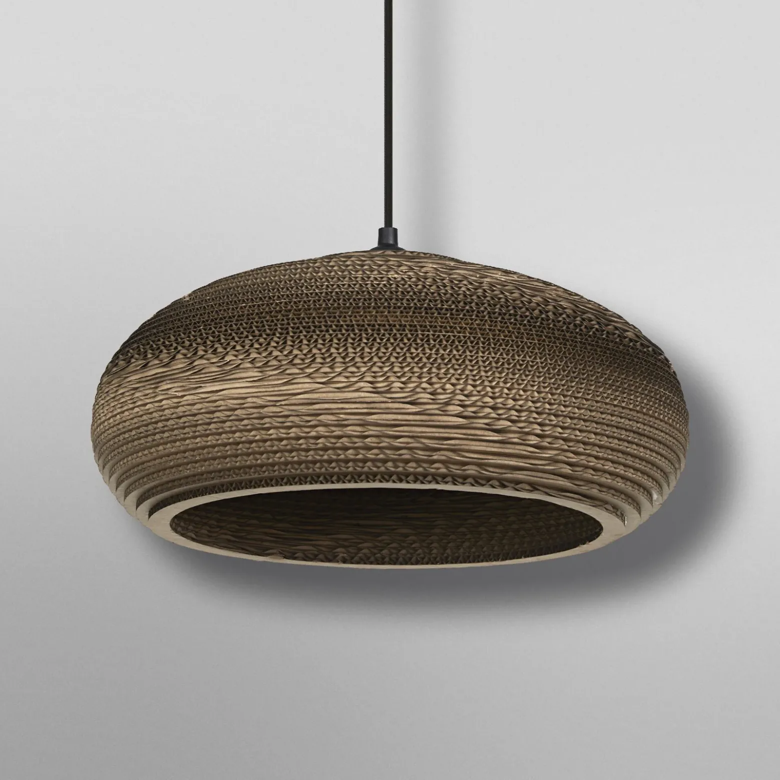 Lámpara colgante OSRAM DROP, marrón, Ø 40 cm, cartón ondulado, E27