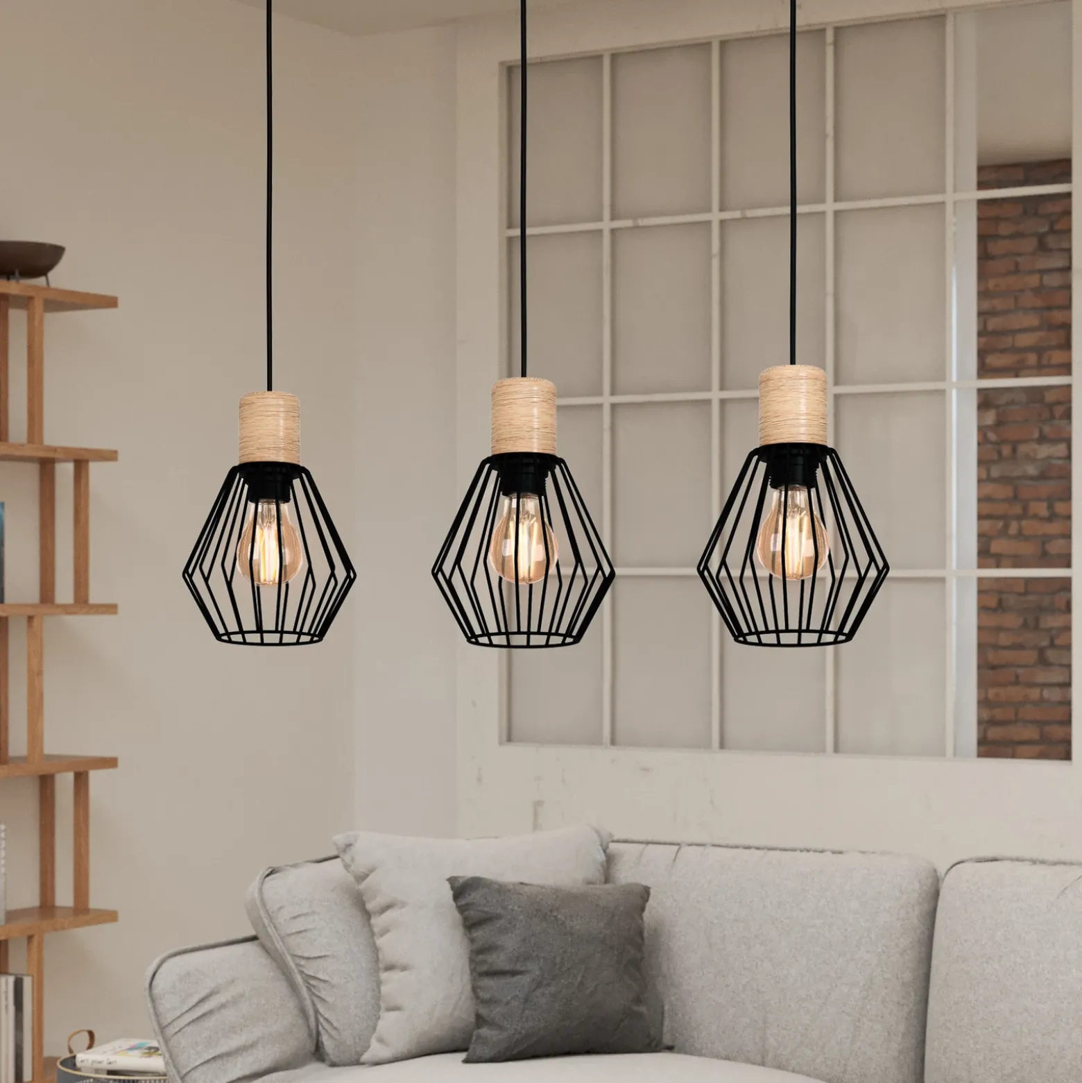 Lámpara colgante Palmorla, alargado, 3 luces