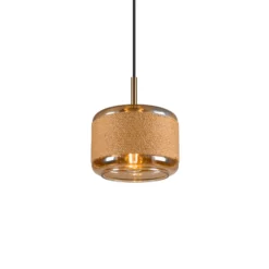 Lámpara colgante Pantilo Rope 19, marrón/ámbar/dorado, cristal, Ø 19 cm