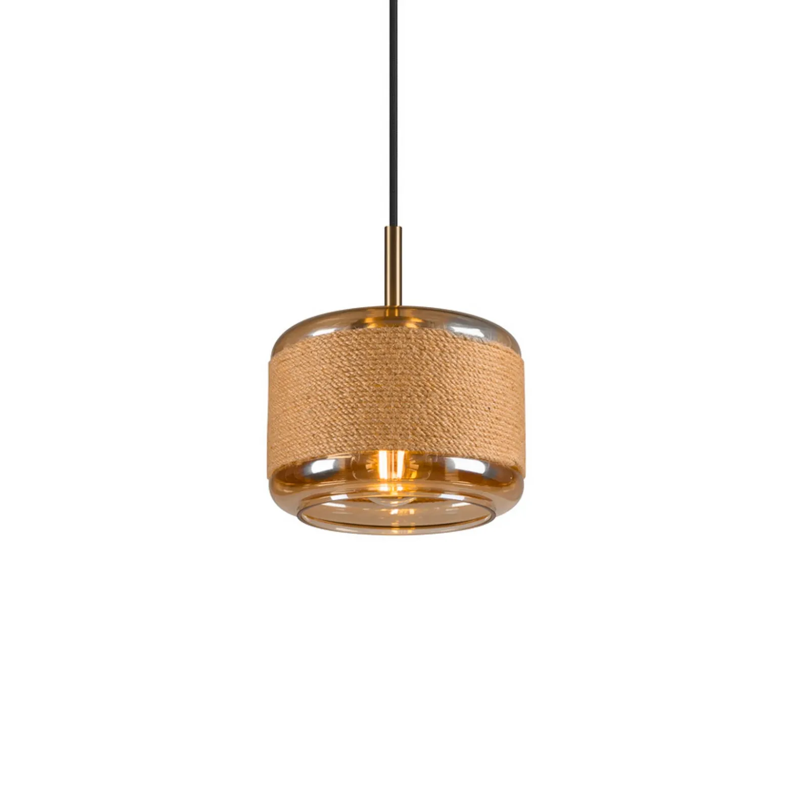 Lámpara colgante Pantilo Rope 19, marrón/ámbar/dorado, cristal, Ø 19 cm