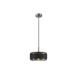 Lámpara colgante Pantilo Rope 27, negro/gris/plata, cristal, Ø 27 cm