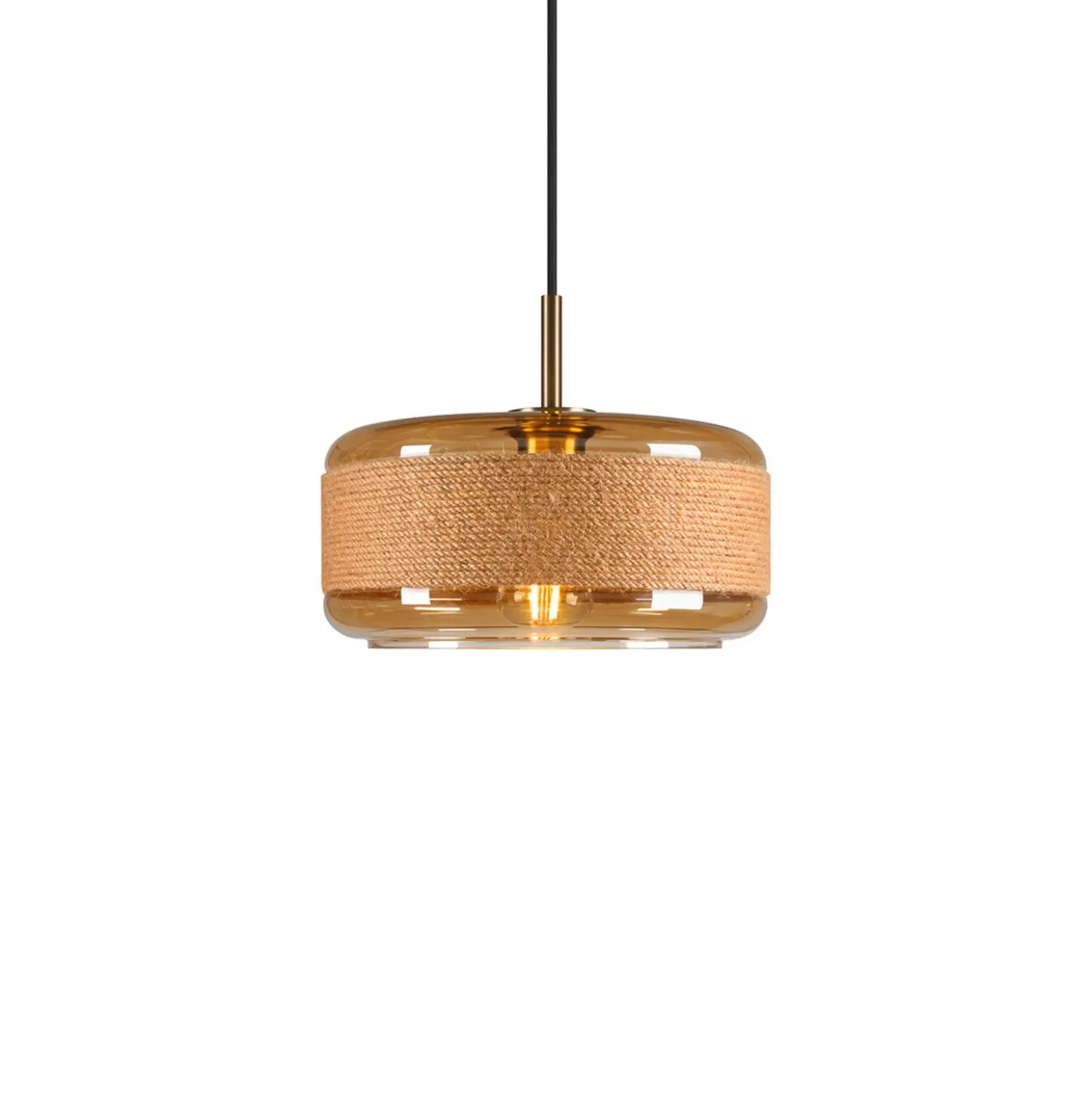 Lámpara colgante Pantilo Rope 27, marrón/ámbar/dorado, cristal, Ø 27 cm