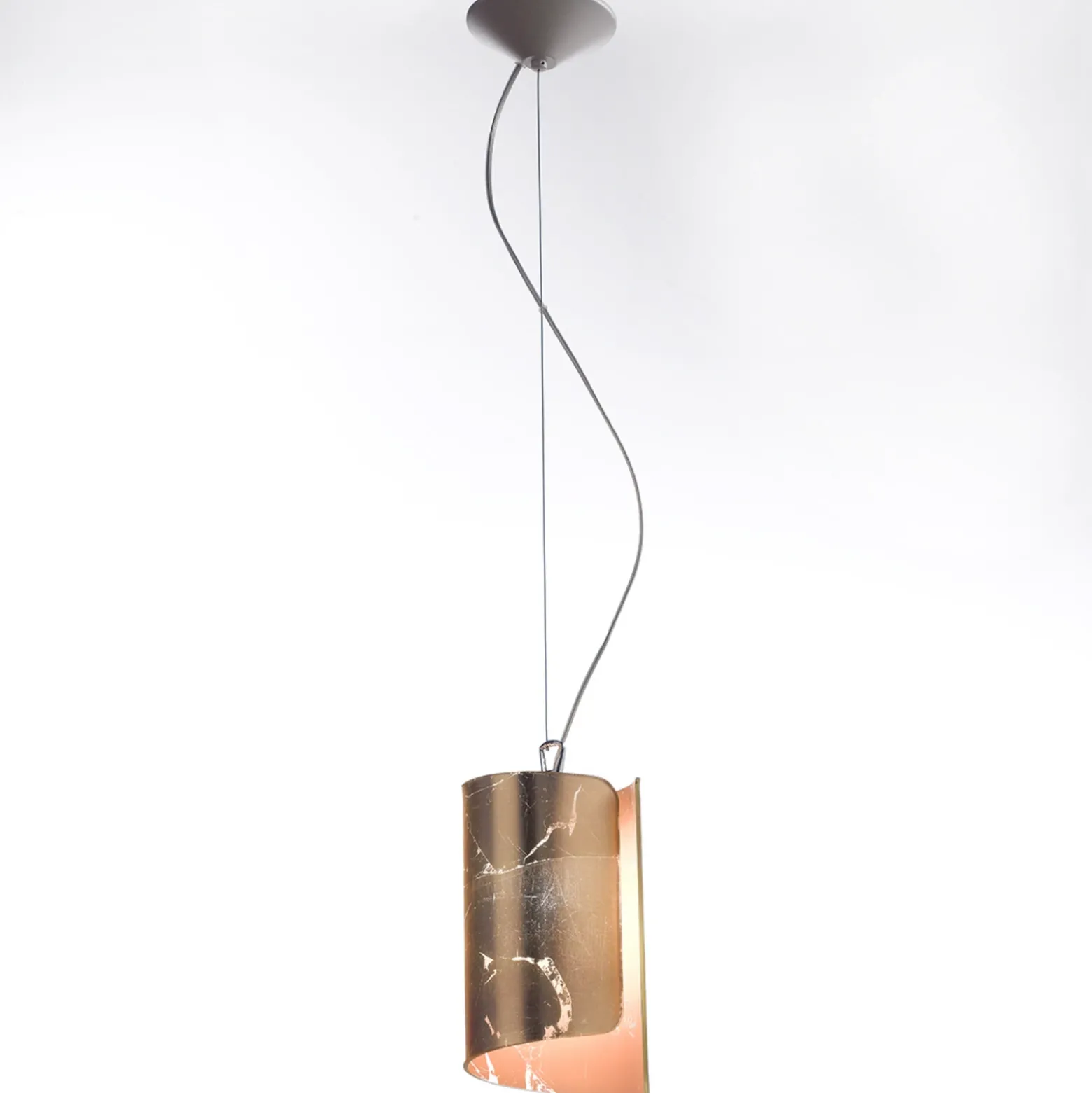 Lámpara colgante Papiro con pantalla de cristal Ø 15 cm, dorada