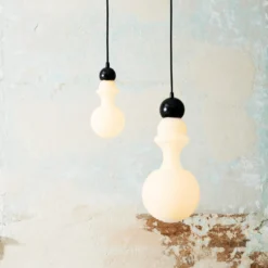 Lámpara colgante Paris 1920 XS, altura 25 cm, cristal, blanco