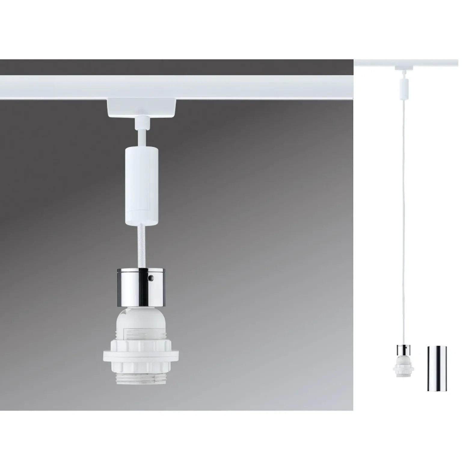 Lámpara colgante Paulmann URail 2Easy, blanco señal, metal, E27