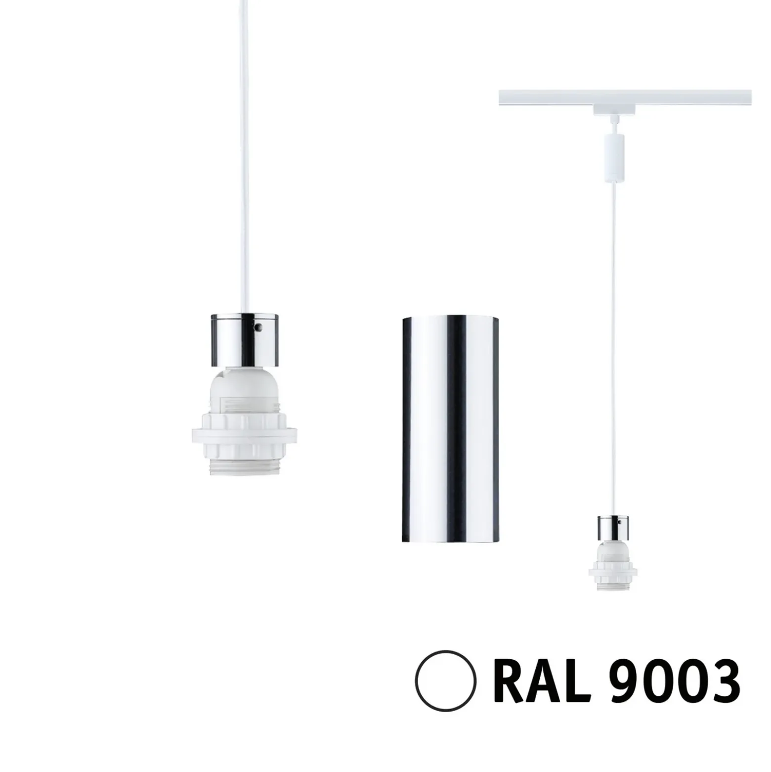 Lámpara colgante Paulmann URail 2Easy, blanco señal, metal, E27