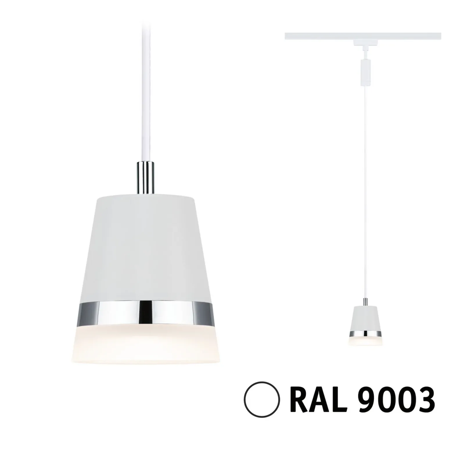 Lámpara colgante Paulmann URail Cone, blanco señal, GU10