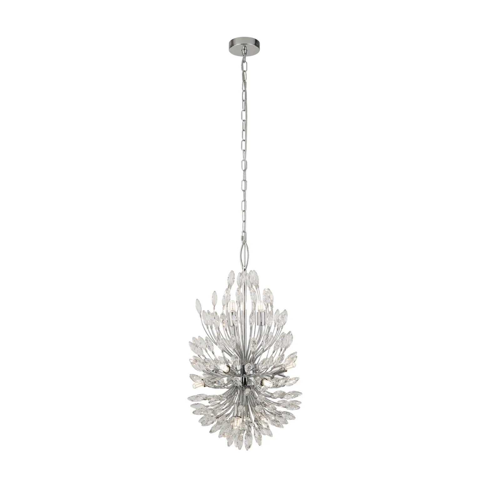 Lámpara colgante Peacock, cromo/claro, cristal, Ø 37 cm, G9