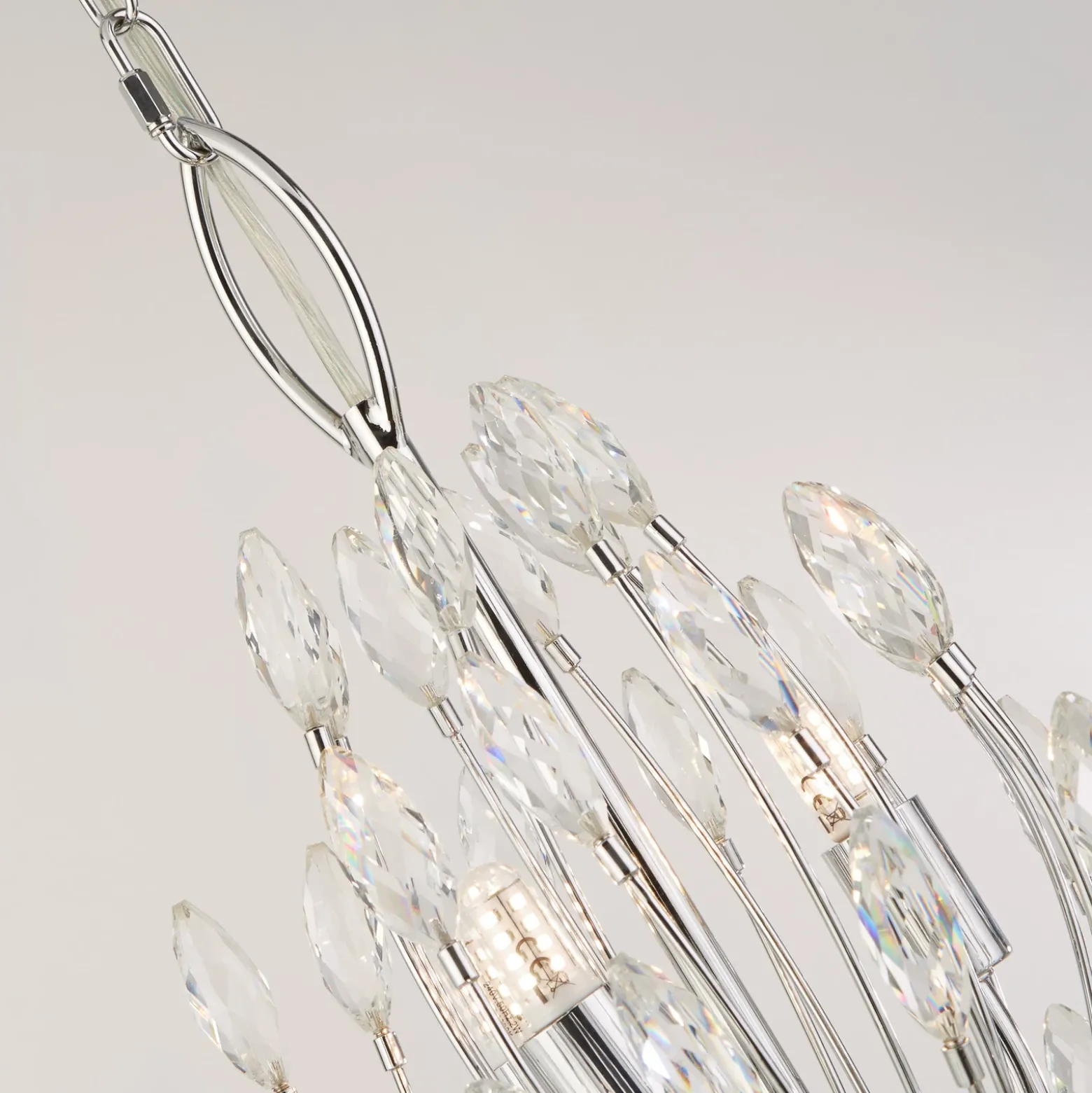 Lámpara colgante Peacock, cromo/claro, cristal, Ø 37 cm, G9