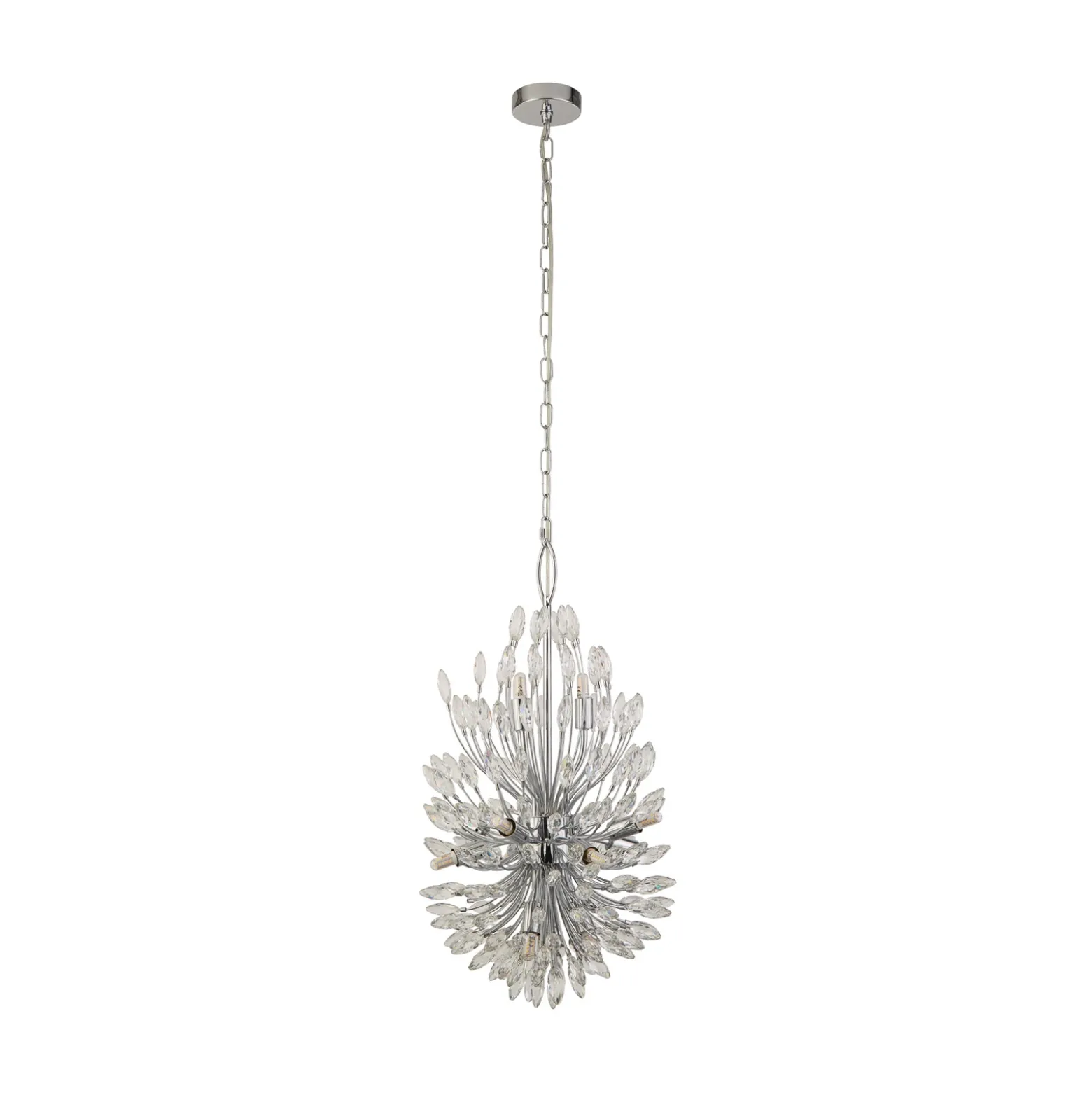 Lámpara colgante Peacock, cromo/claro, cristal, Ø 37 cm, G9