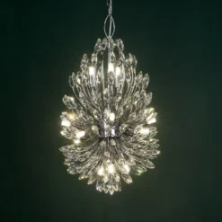 Lámpara colgante Peacock, cromo/claro, cristal, Ø 37 cm, G9